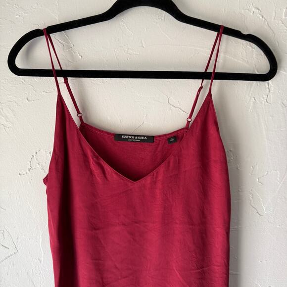 Scotch & Soda‎ Red Cami Tank Top Small Viscose Modal Blend Adjustable Straps - Picture 2 of 8